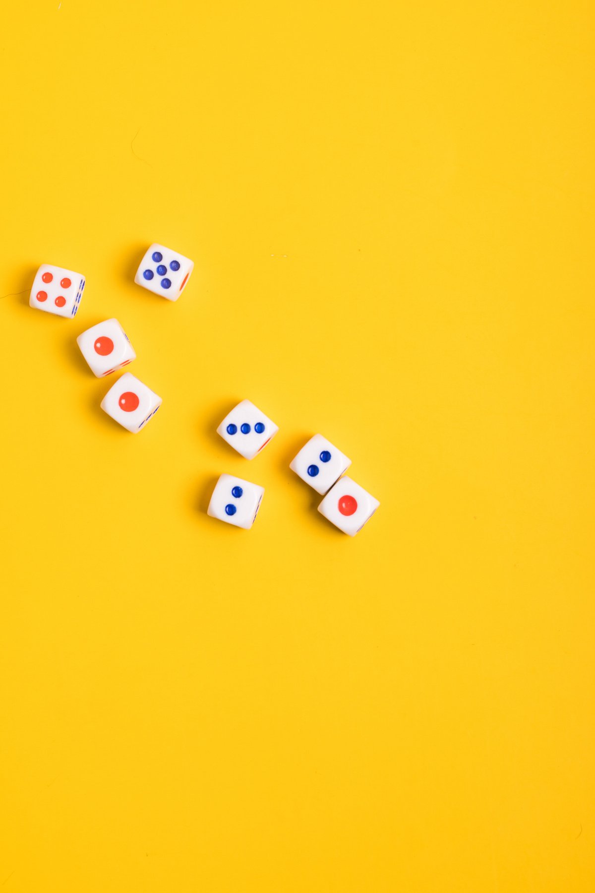 Dice on Yellow Background